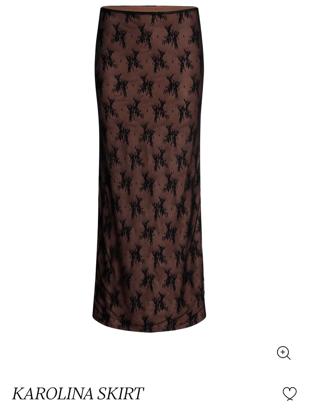 Karolina Brown Lace-Overlay Maxi Skirt